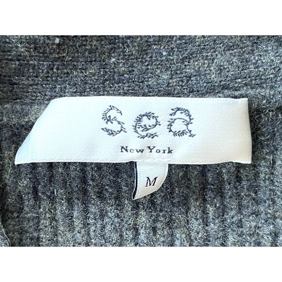 SEA New York Green Balloon Sleeve Ribbed Wool Cardigan Top   Women's Size Medium - Picture 4 of 10